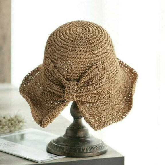 WaveShade Duo solid color sun hat for women, with a chic curved brim and UV protection features