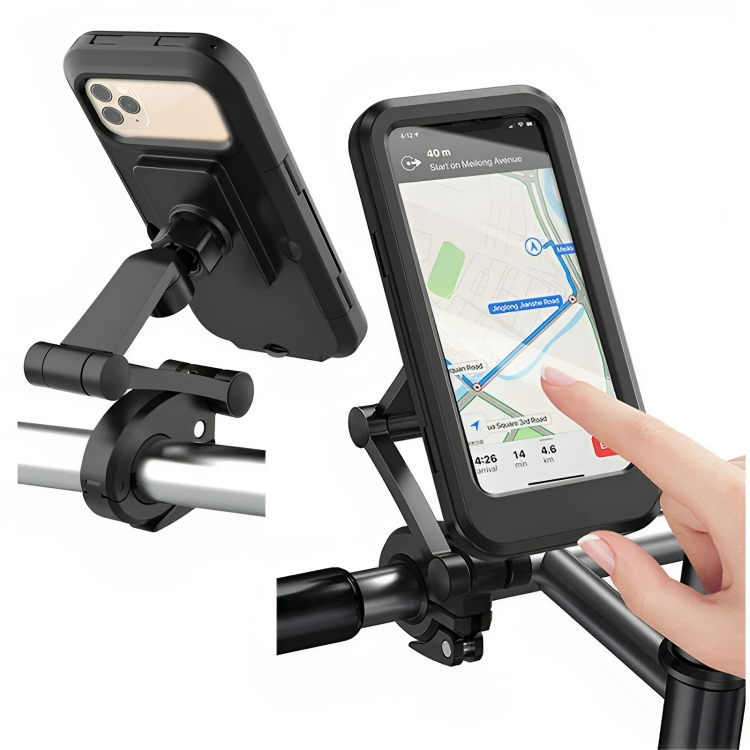 WeatherGuard waterproof bicycle phone holder for secure navigation on any ride.