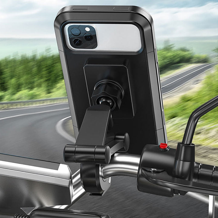WeatherGuard waterproof phone holder for cycling & motorcycling adventures.