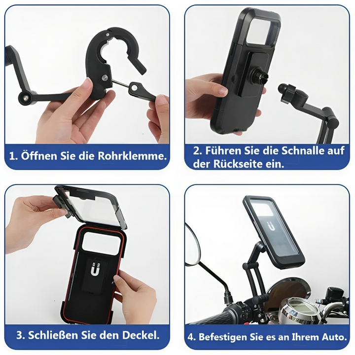 Keep your phone dry with WeatherGuard waterproof bicycle & motorcycle mount.