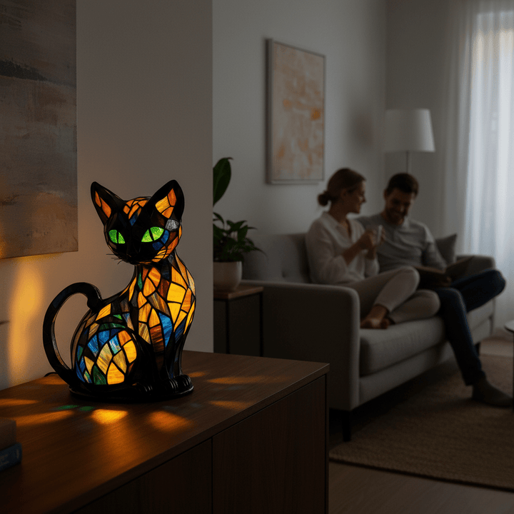 Kids' cat LED night light providing a whimsical, gentle glow. Adorable silicone lamp for calming ambiance.