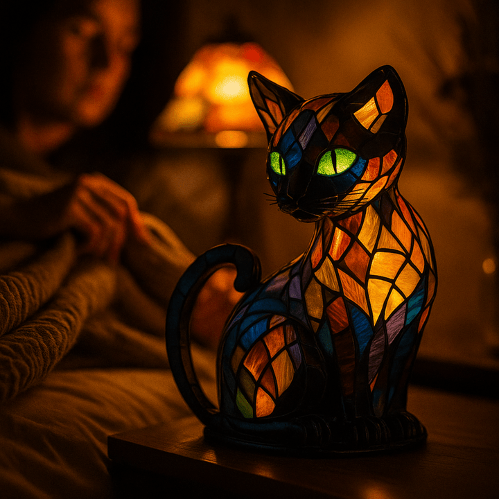 Cute cat LED night light for home decor. Whimsical silicone lamp delivers a gentle, soothing ambiance.