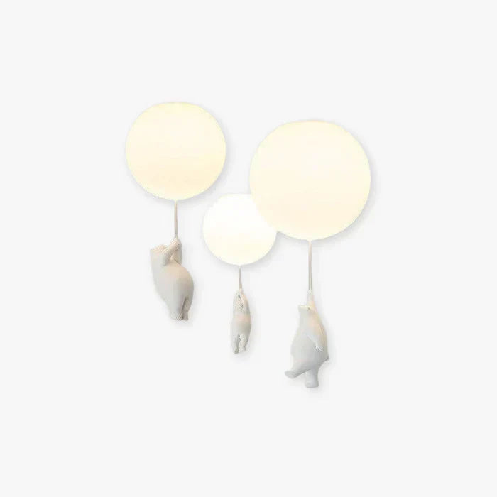 Whimsical children's bear & balloon ceiling lamp for nursery decor, warm white LED light.