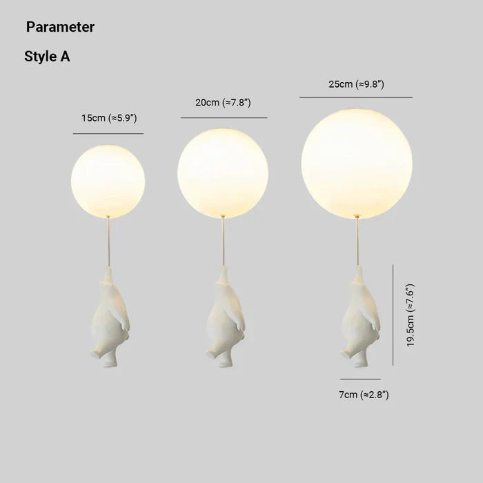 Bear and balloon themed ceiling light, warm white LED, ideal for a child's bedroom or nursery.