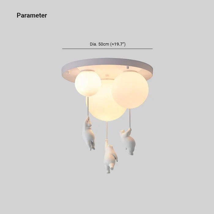 Playful LED ceiling light, CloudBear design, featuring a bear with balloons for kids' rooms.