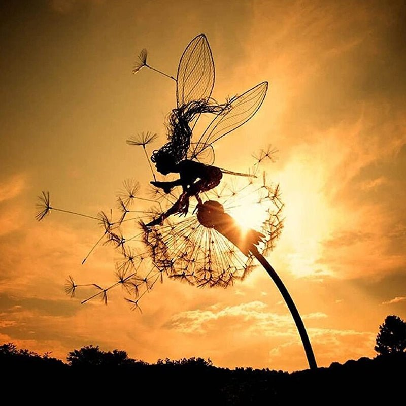 Enchanting dancing fairy metal garden statue, whimsical outdoor decor gift for yard & lawn.