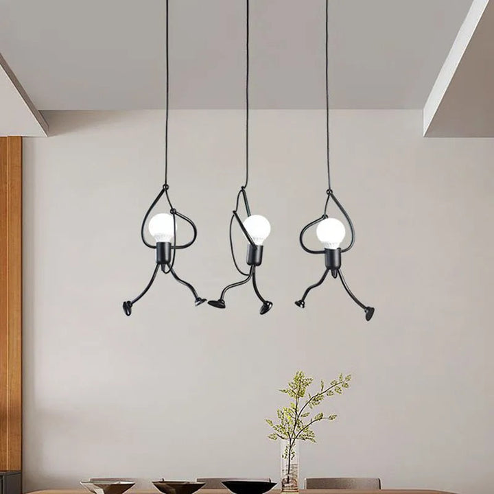 Unique doll pendant lamp, a decorative E27 ceiling fixture adding whimsical and cheerful lighting to home decor.