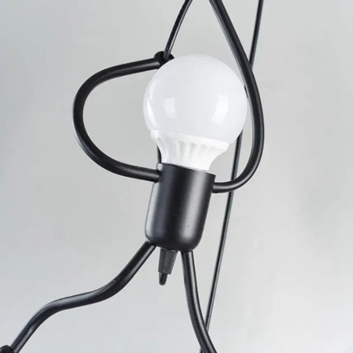 RetroGlow whimsical doll lamp, an iron pendant fixture bringing playful decor and cheerful lighting to a kids room.