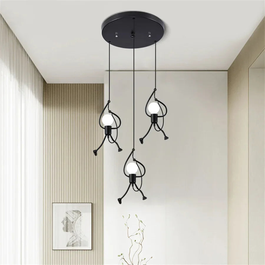Decorative doll lamp pendant, a cheerful and whimsical lighting fixture, ideal for unique home decor and kids' spaces.