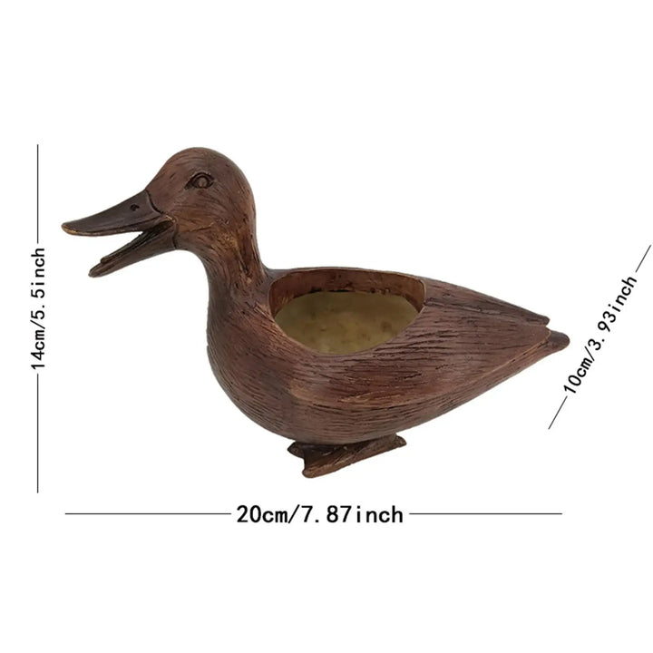 Cute duck statue planter, great for brightening home or garden decor, perfect for succulents & small plants.