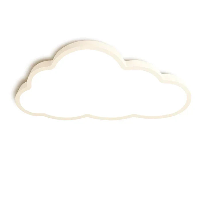 Whimsical white cloud LED ceiling light, perfect nursery lighting for a child's bedroom or playroom.