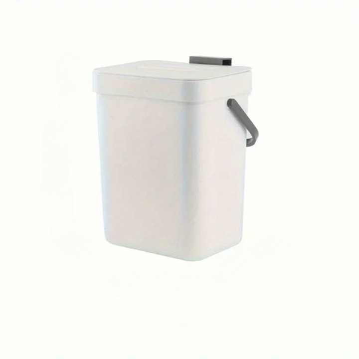 Set of two quiet-close sealed trash cans (3L & 5L) in a neutral color, designed for odor control and compact placement