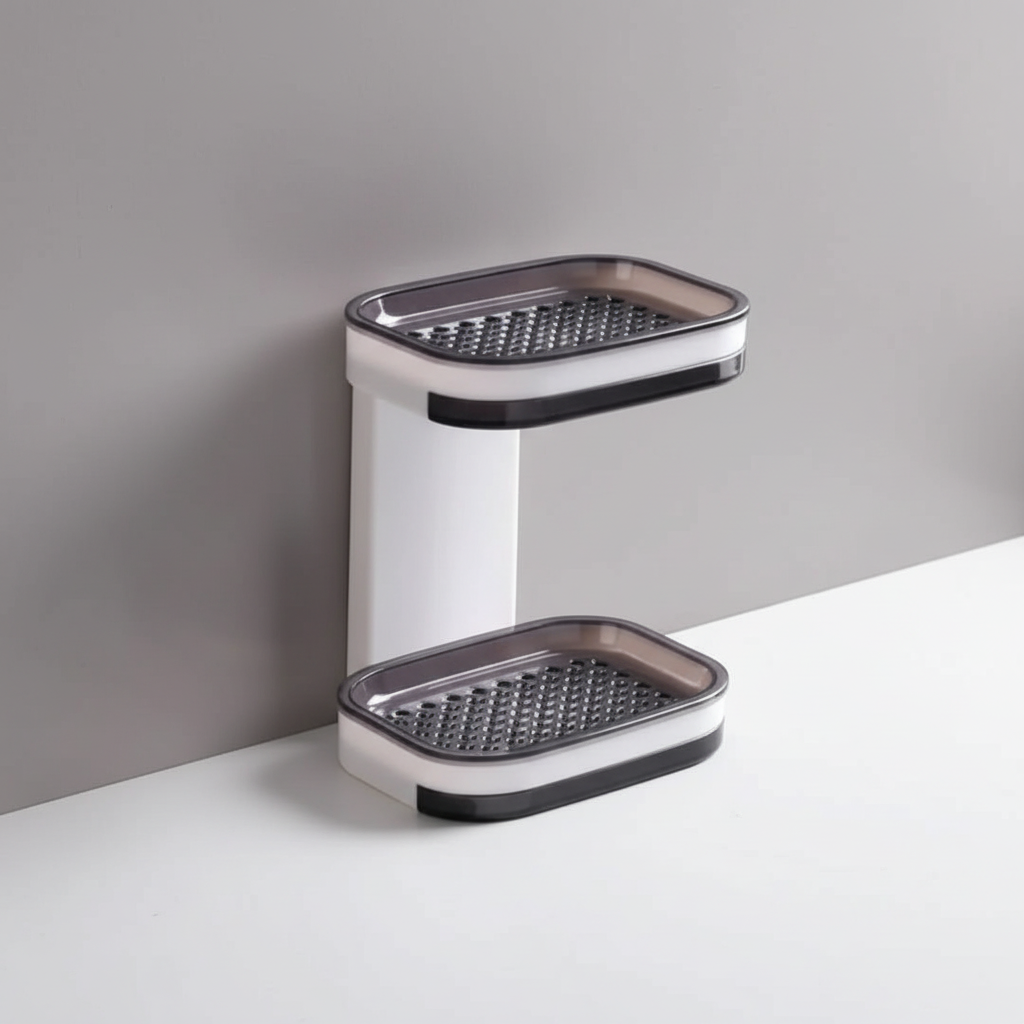 Compact ABS wall mount soap dish, perfect bathroom storage solution with drainage