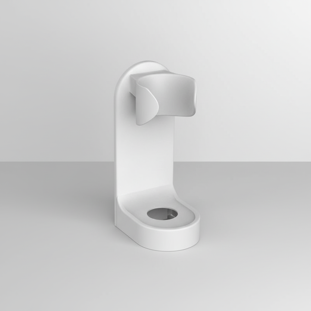 Close-up of a white adhesive four-slot toothbrush holder, perfect for bathroom storage and dental hygiene.