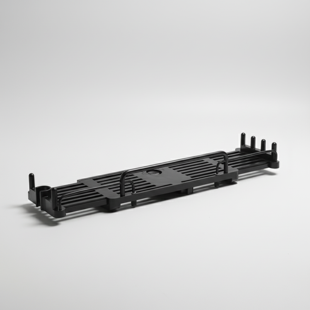 Black waterproof shower caddy with adjustable shelves, a drill-free bathroom organizer for efficient storage