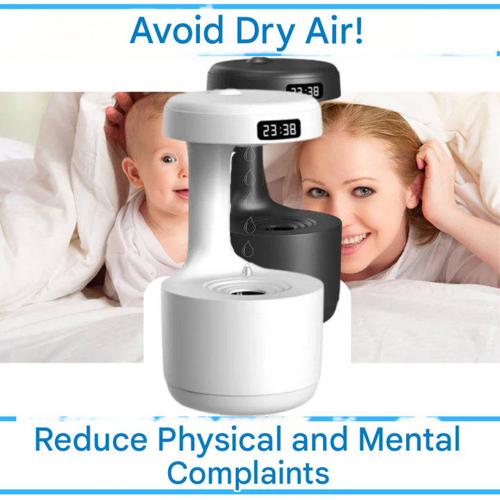 AquaGlow luxury diffuser: white anti-gravity humidifier for stress relief, wellness & modern decor.