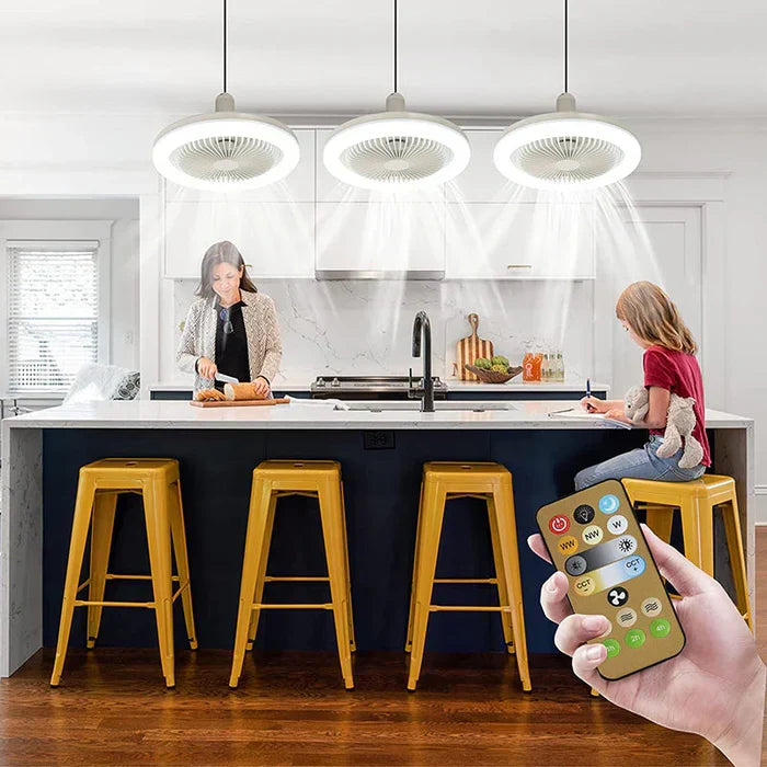 Energy-efficient CoolLight LED ceiling fan provides quiet cooling & ambient lighting for any room.