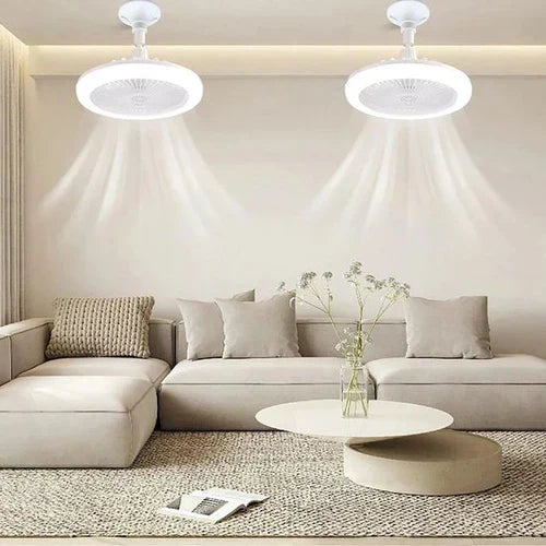 Sleek white ceiling fan with integrated LED light. Enhances home decor while providing powerful airflow.
