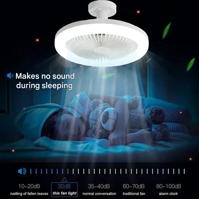 Compact ceiling fan with bright LED light, easy screw-in installation & remote for cooling & lighting.