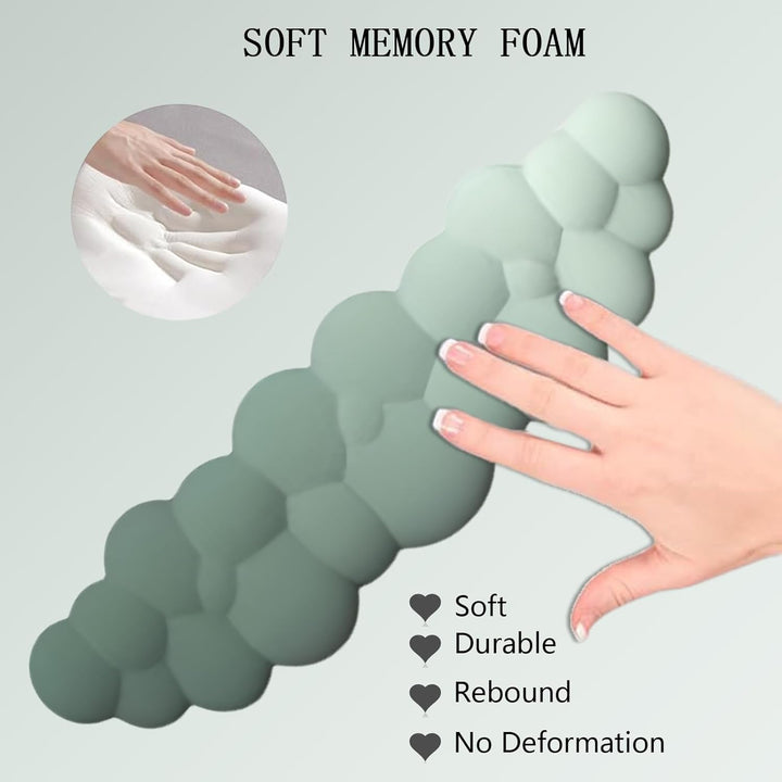 White cloud wrist rest and mouse pad set, plus a coaster, promoting healthy wrist posture