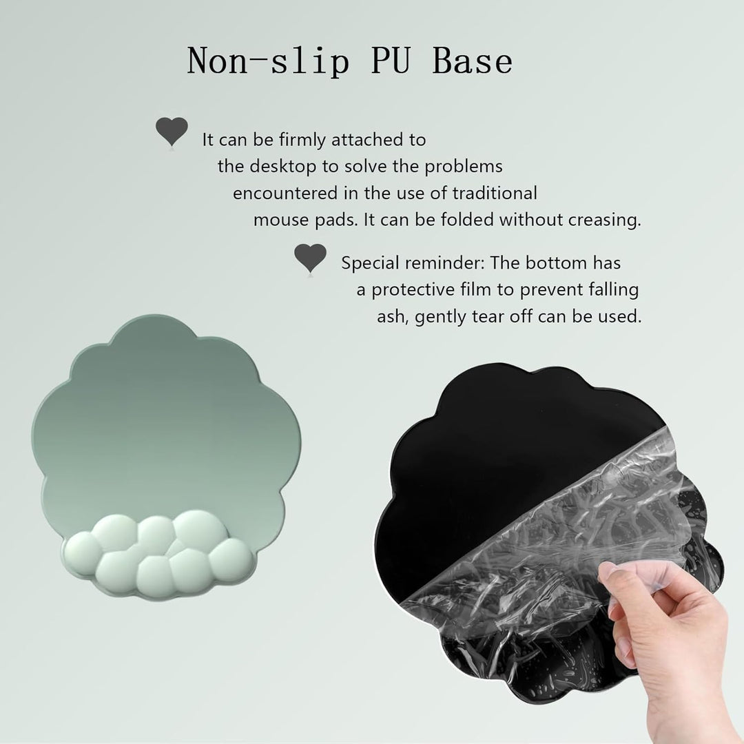 Cloud-themed ergonomic wrist rest, mouse pad, and coaster for computer and office use
