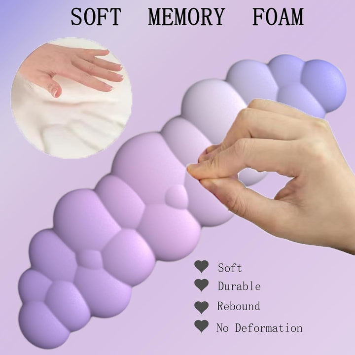 Stylish cloud wrist rest, mouse pad, and coaster ensemble for a modern workstation