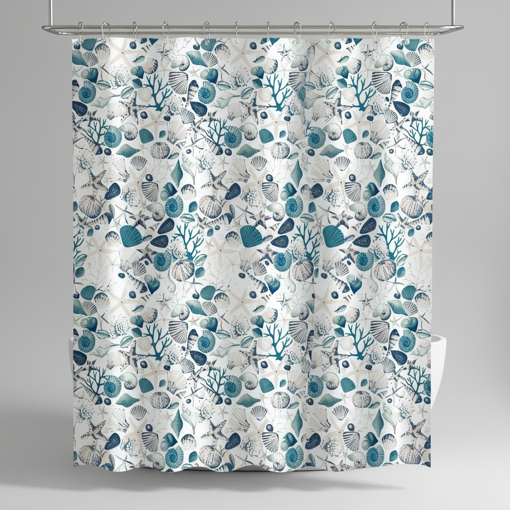 Bathroom accessory: SplashDot fabric shower curtain, high-quality, with included hanging hooks