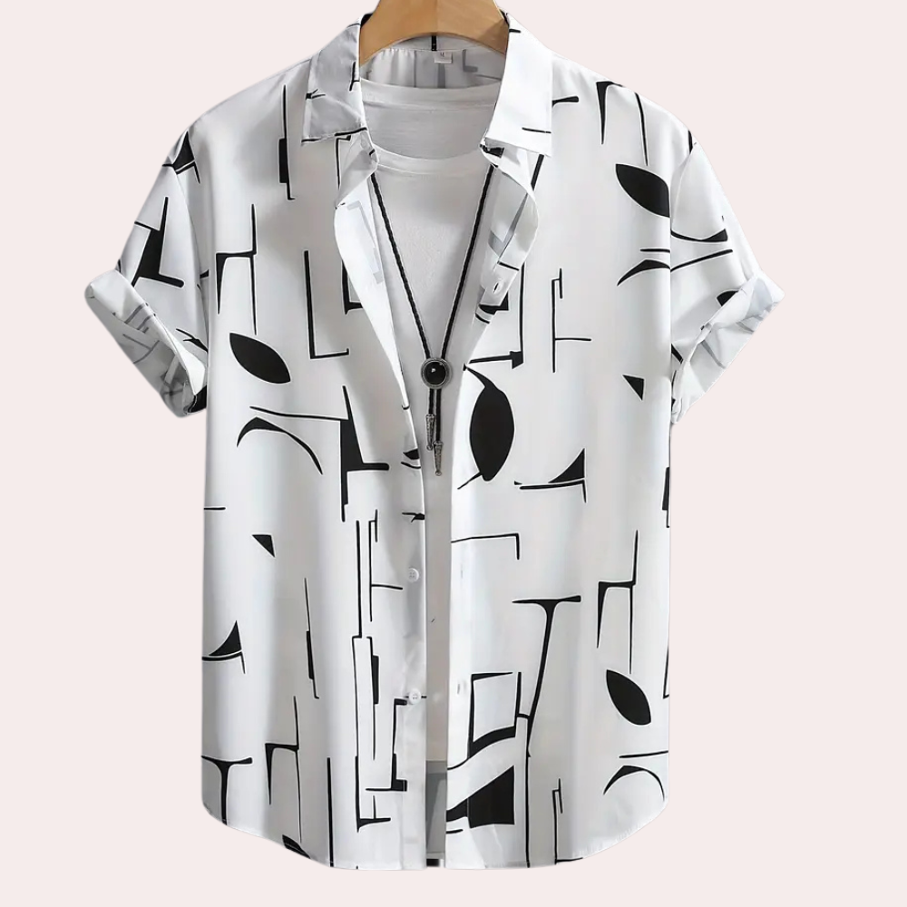 White men's classic button-down shirt with long sleeves, perfect for smart casual or versatile everyday wear.