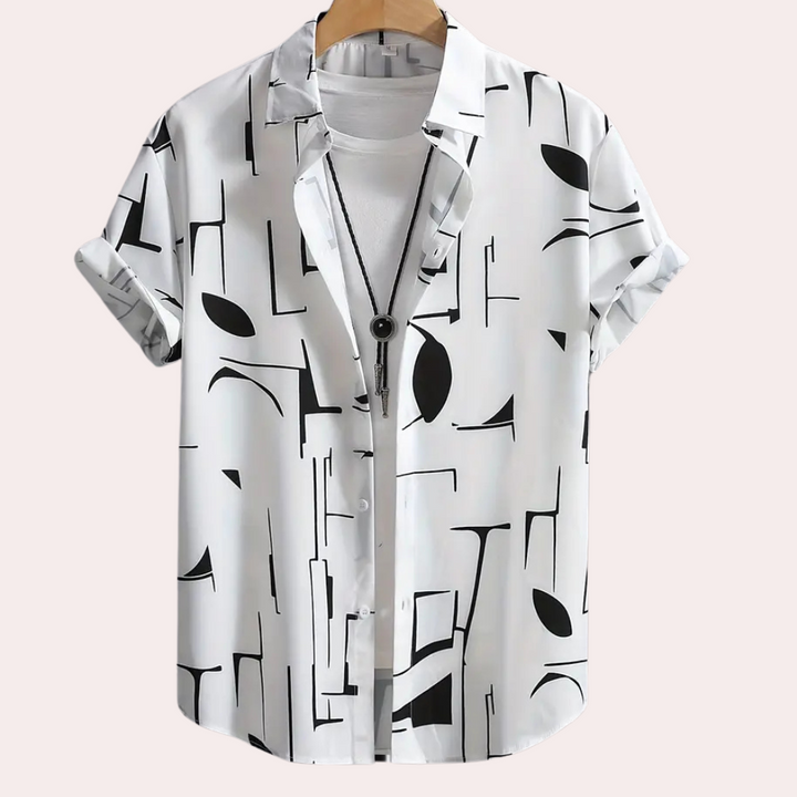 White men's classic button-down shirt with long sleeves, perfect for smart casual or versatile everyday wear.