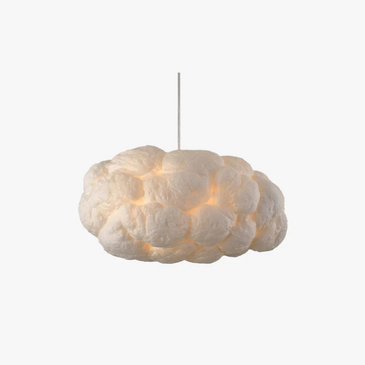 Fluffy white PVC & cotton cloud LED pendant light, perfect for modern home lighting and bedroom light.