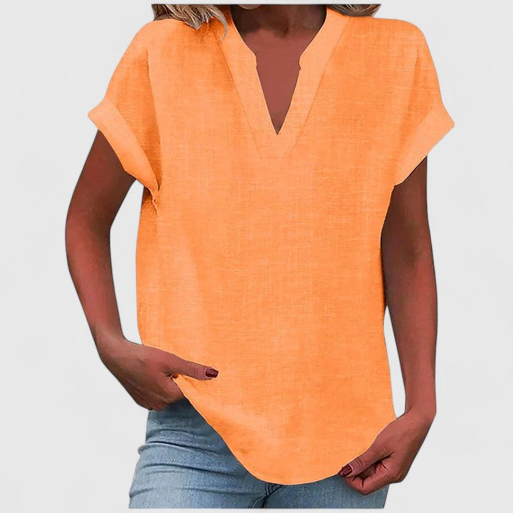 Modern Black Loose Fit V-Neck Blouse for women, chic and comfortable, perfect for any occasion.