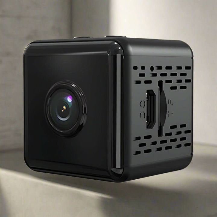 Compact 1080P wireless security camera featuring motion detection and remote app control.