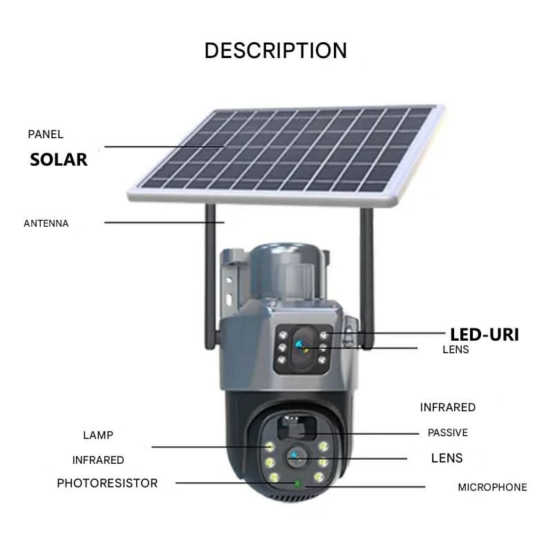 Protect your home with this solar-powered 4K PTZ outdoor security camera, featuring wireless connectivity.