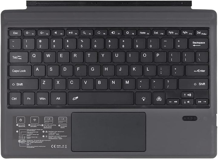 Wireless Bluetooth Keyboard with Backlight & Touchpad for Surface Pro, angle view