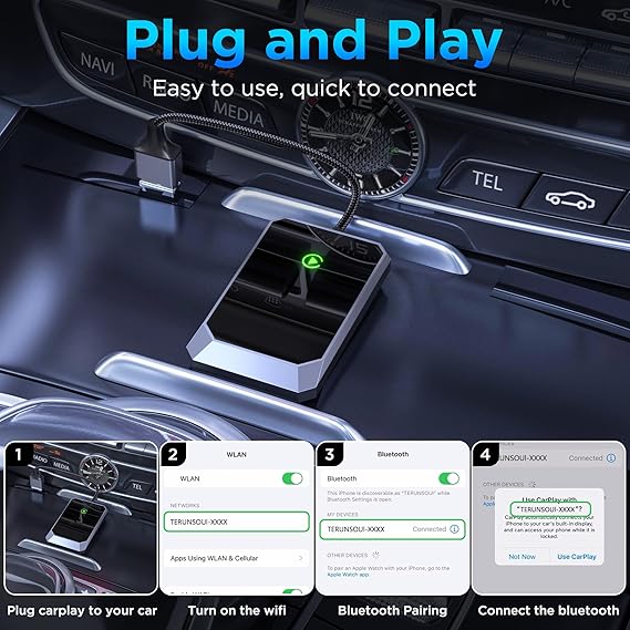 Wireless CarPlay adapter for iPhone, improving in-car tech with hands-free driving capability