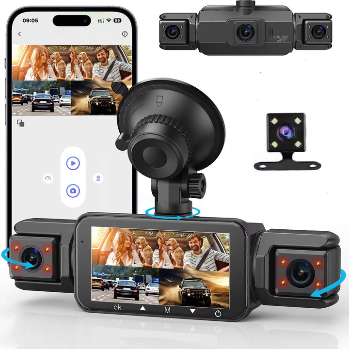 Wireless Front & Rear Car Dash Cam with Night Vision. Enhance driving safety & vehicle security.