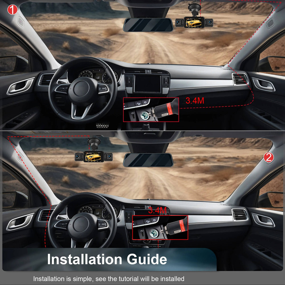 Enhance driving safety with this wireless front & rear car dash cam featuring night vision.