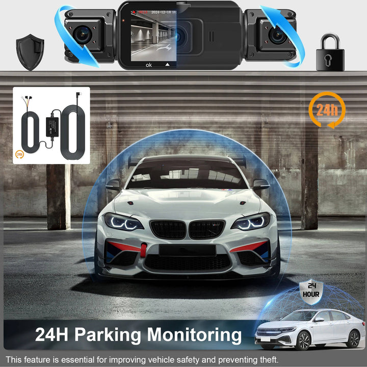 Sleek design wireless car dash cam system. Front & rear for discreet auto recording & safety.