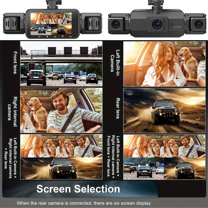 Rear view wireless dash cam for vehicle security & parking monitoring. Front & rear coverage.