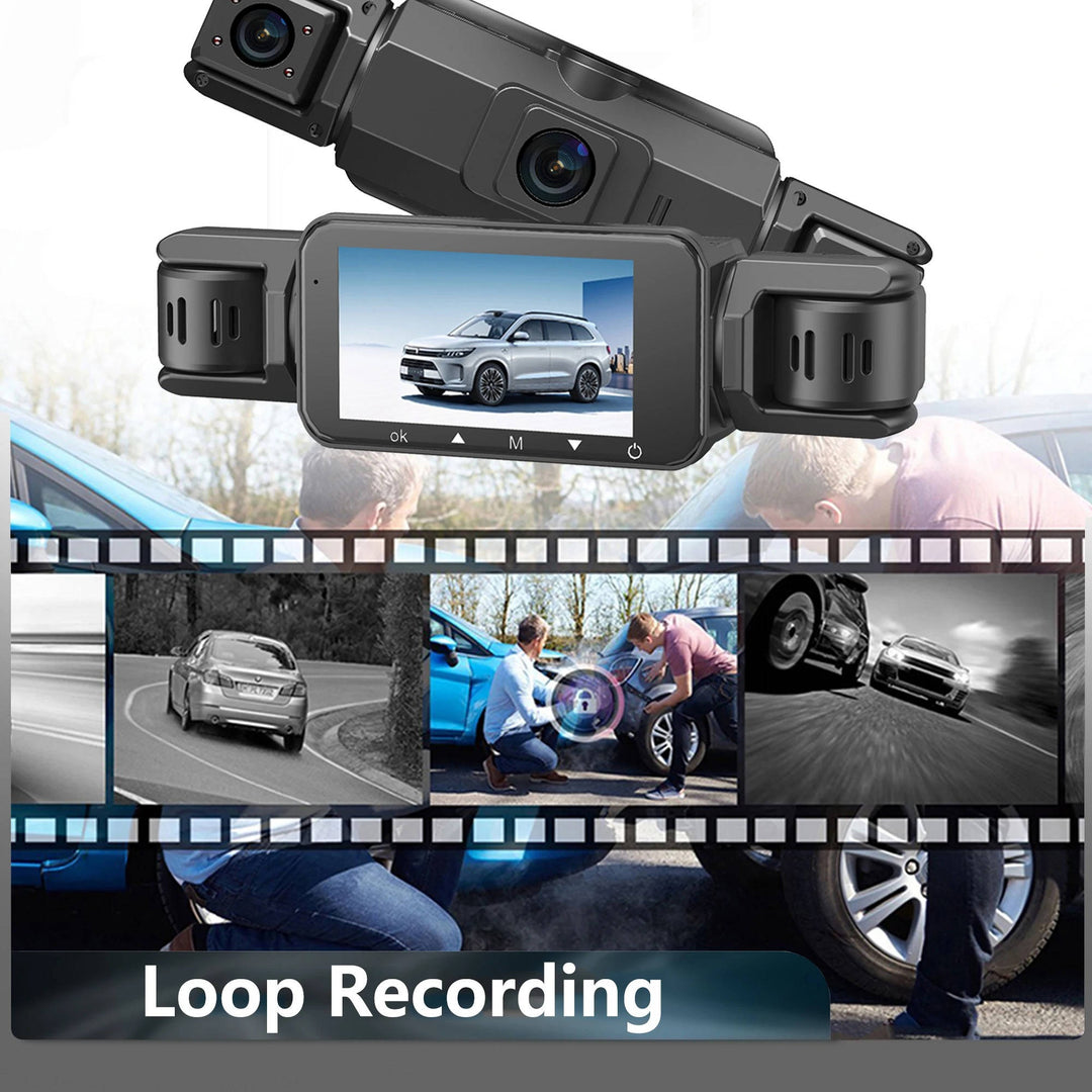 Advanced wireless front & rear dash cam for comprehensive car surveillance & driving safety.