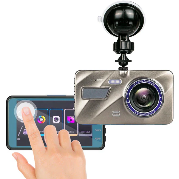 Front & rear car dash cam with advanced night vision for clear HD recording, essential for driving safety & security.