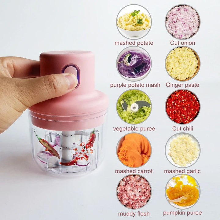 Sleek wireless kitchen food processor, a portable electric mincer for efficient chopping & blending.