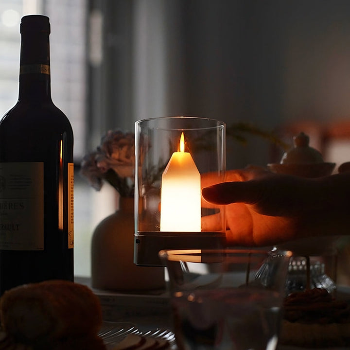 Wireless LED candle lamp, gesture control, warm light ambiance for modern home decor