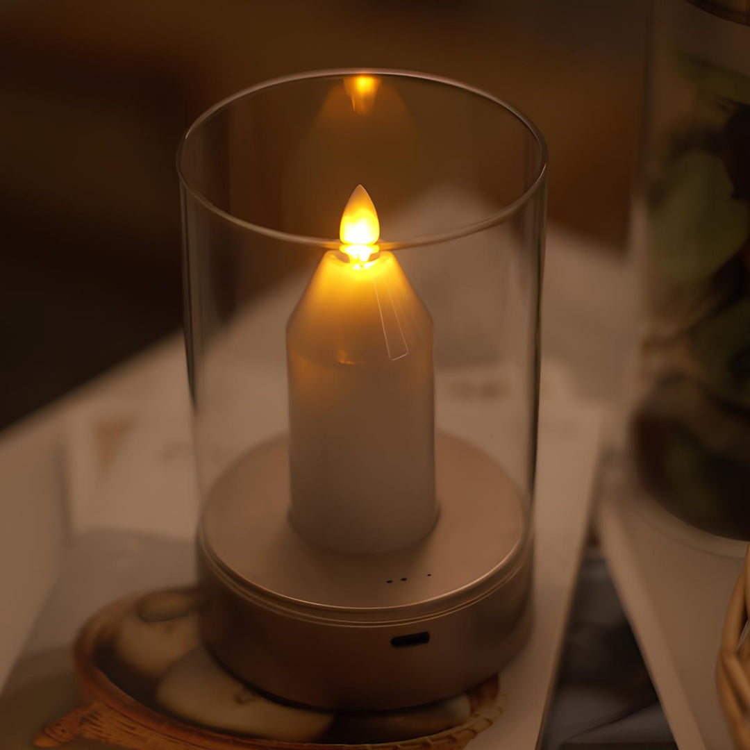 Modern home decor: Wireless LED candle lamp as a centerpiece on a coffee table