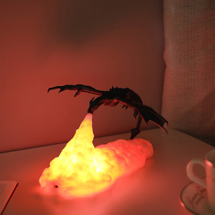 Wireless LED Dragon Lamp, PyroGlow, with enchanting light perfect for fantasy room decor.