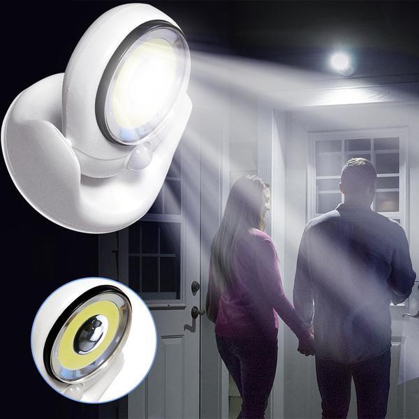 Wireless LED motion sensor light for outdoor home security. Bright, battery-operated, easy install.