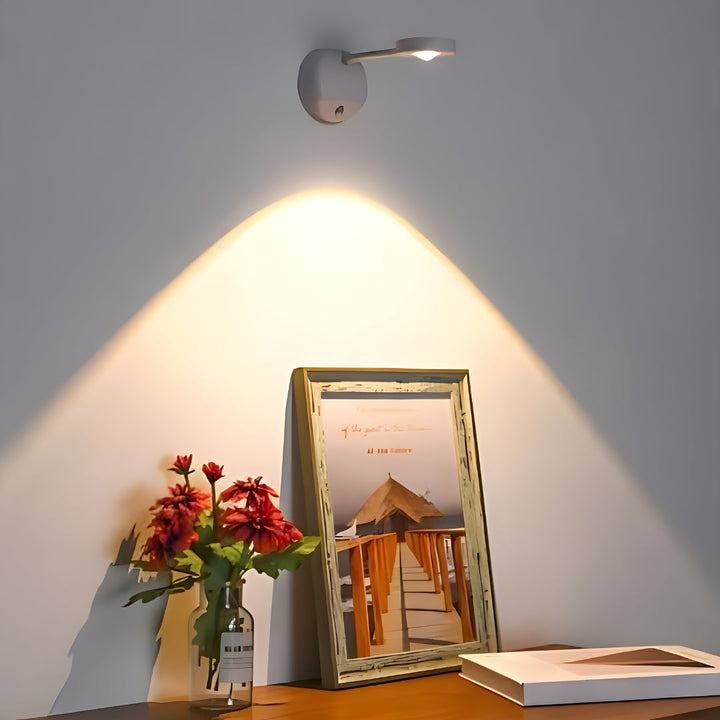 Magnetic wireless LED spotlight, motion activated, battery powered for easy indoor lighting & versatile placement.