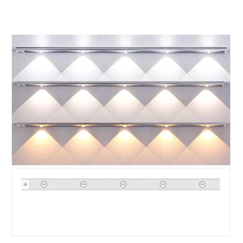 Wireless motion sensor LED cabinet light with USB charging, ideal for under-cabinet kitchen lighting