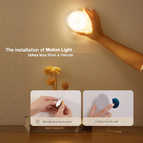Smart wireless LED motion sensor lamp for home, office, or garage, with long-lasting battery