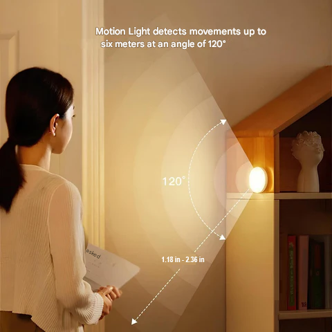 Bright wireless motion sensor LED light, ideal for bedrooms or bathrooms, automatically turns on/off